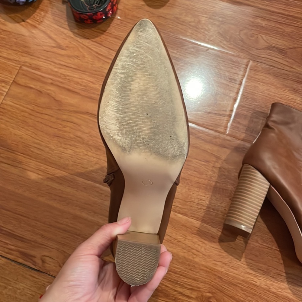 EUC WOMENS Heeled boots TAN / brown size 10 - Picture 4 of 7